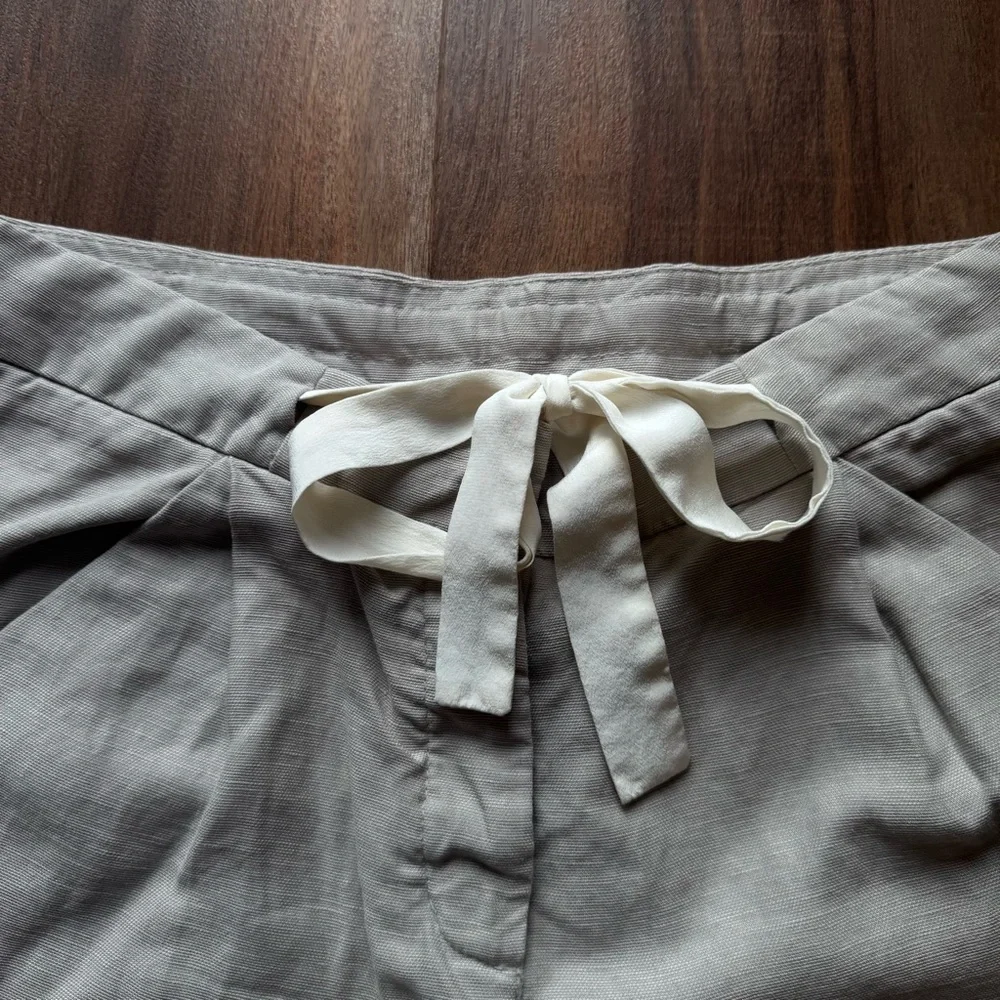 Wilfred Aritzia Linen Pants Sz: 2 Grey Drawstring Tapered Ankle Cropped Coastal - Picture 4 of 11